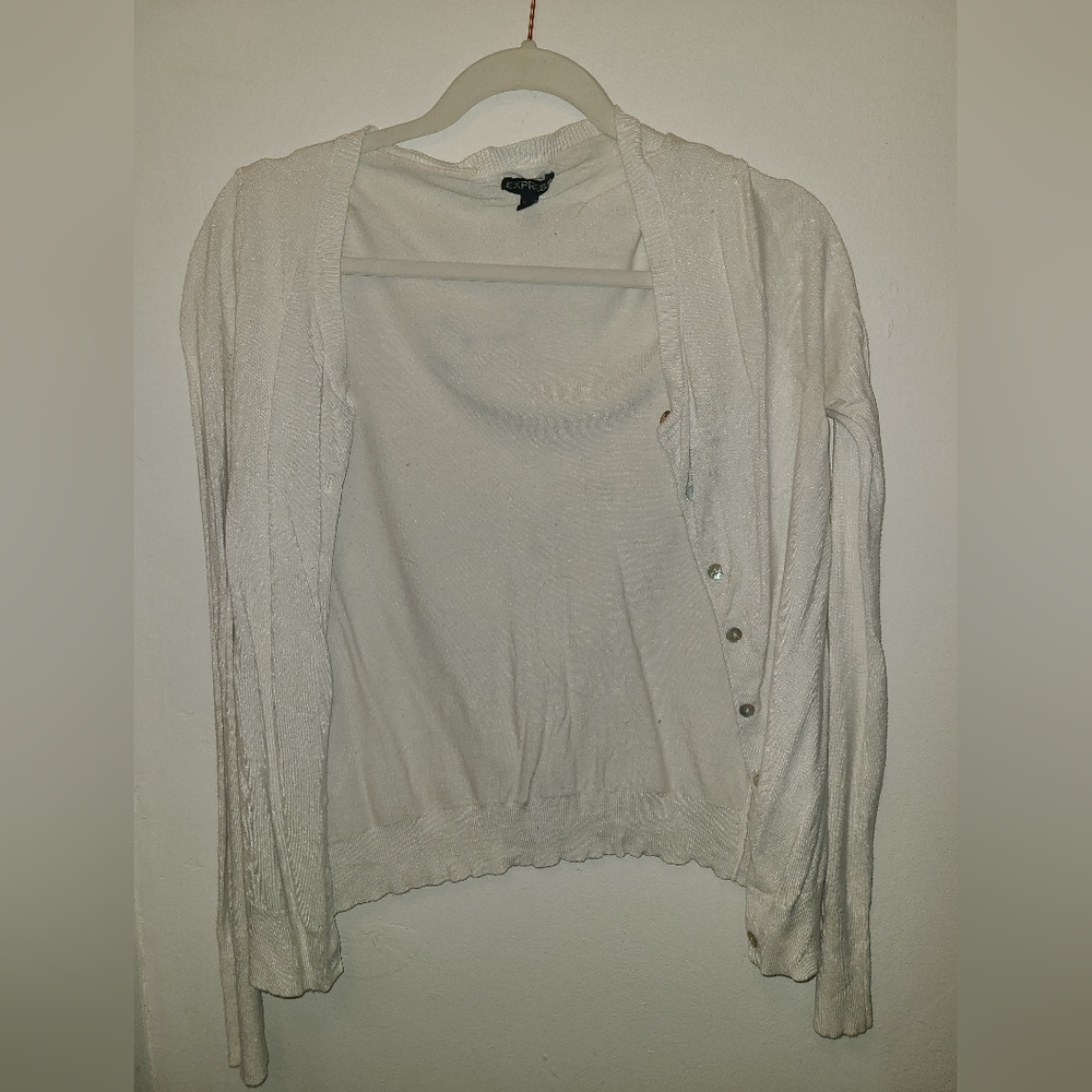 White Express Women's Button Cardigan